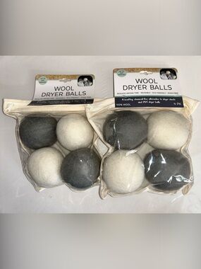 2x 100% Wool Dryer Balls - Natural White & Charcoal (Set of 8)